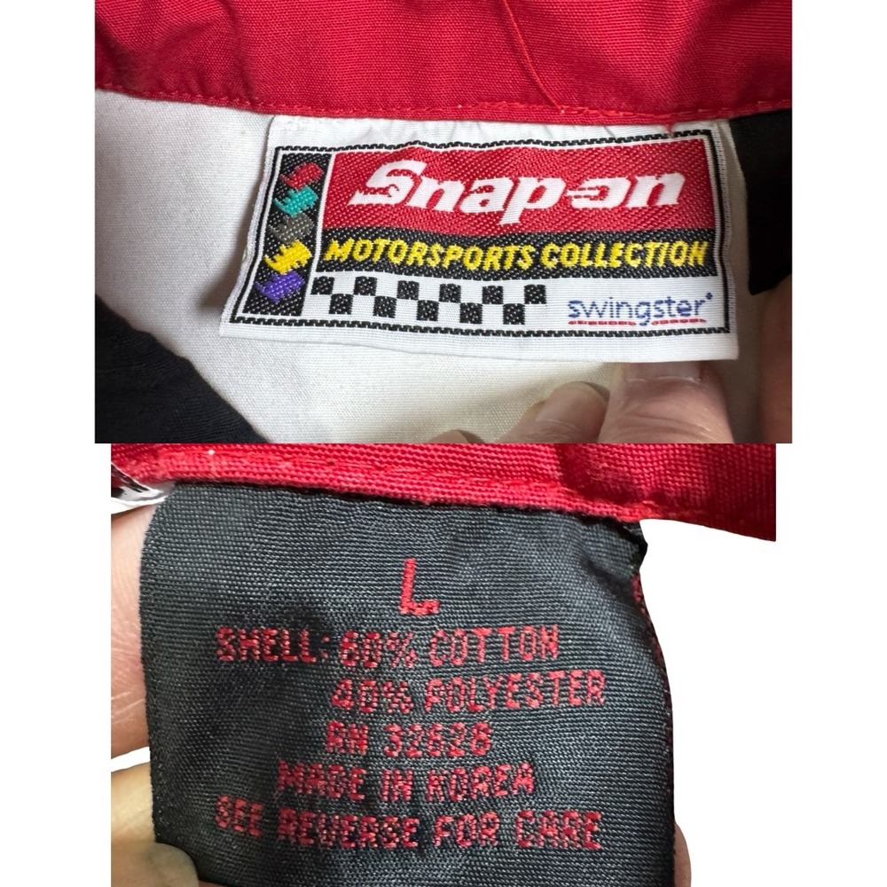 Snap-on Racing Shirt Mens L Black Red Blue Good Vintage 90s Swingster Pit Crew - Picture 7 of 8